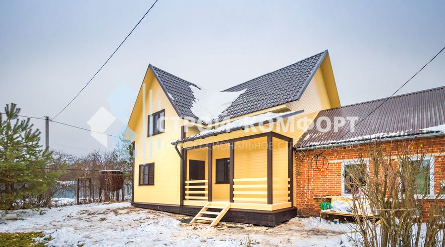 Пристройка каркасного дома к кирпичному в Тульской области - фото строительства проекта от компании "Строй-Комфорт" Тула.