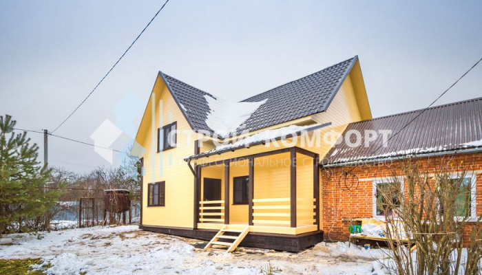 Пристройка каркасного дома к кирпичному в Тульской области - фото строительства проекта от компании "Строй-Комфорт" Тула.