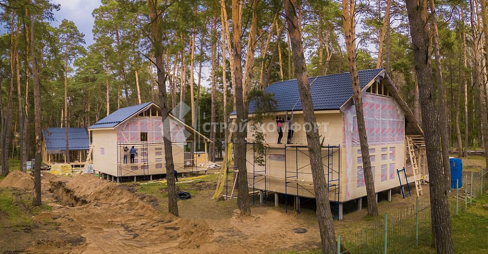 Коммерческое строительство. Четыре дома на базе отдыха "Шахтер", МО Алексин, д. Егнышовка, Тульская область.